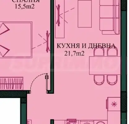 Снимка 2 — Двустаен апартамент в София, Малинова долина