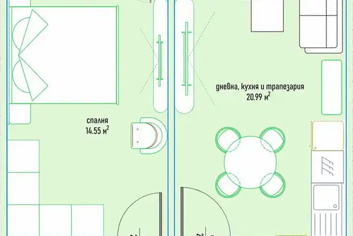2-bedroom apartment in Sofiya, Malinova Dolina