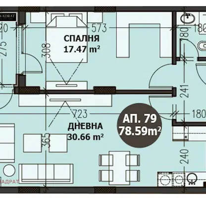Снимка 2 — Двустаен апартамент в София, Малинова долина