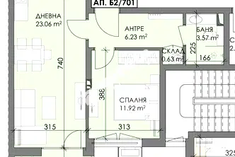 Двустаен апартамент в Бургас, Меден рудник - зона А