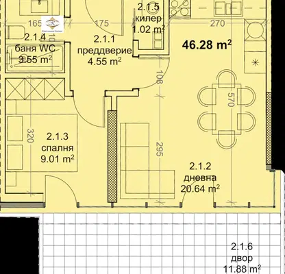 Снимка 5 — Двустаен апартамент с тераса в Младост 1, Варна
