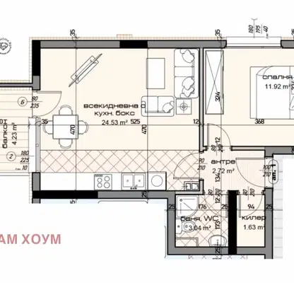 Снимка 2 — Двустаен апартамент с балкон в нова сграда в Младост 1, Варна