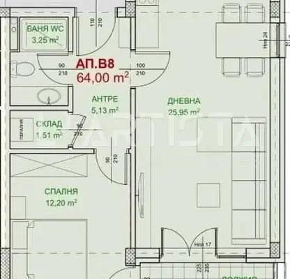 Снимка 2 — Двустаен апартамент в София, Обеля 2