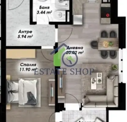 Снимка 3 — Двустаен апартамент в Пловдив, Остромила