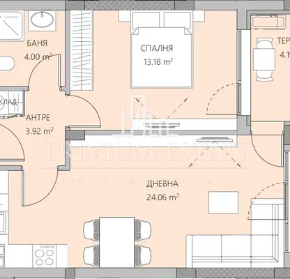 Снимка 3 — Двустаен апартамент в Пловдив, Остромила