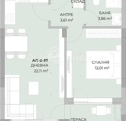 Photo 2 — Two-room apartment with terrace in new building in Ostromila, Plovdiv