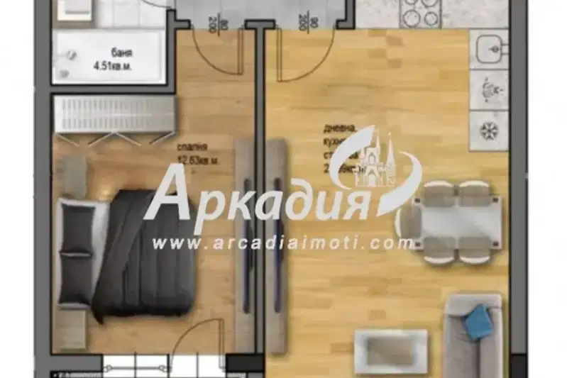 Two-room apartment with terrace in new building in Ostromila, Plovdiv