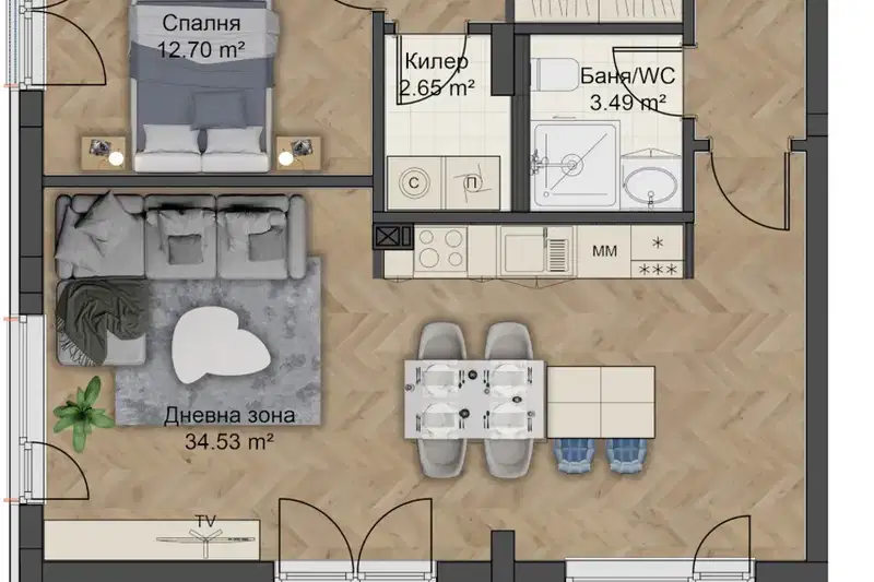 2-bedroom apartment in Plovdiv, Ostromila