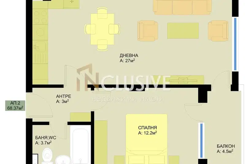 2-bedroom apartment in Varna, Pobeda