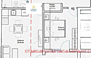 Двустаен апартамент с тераса в Погреби, Варна