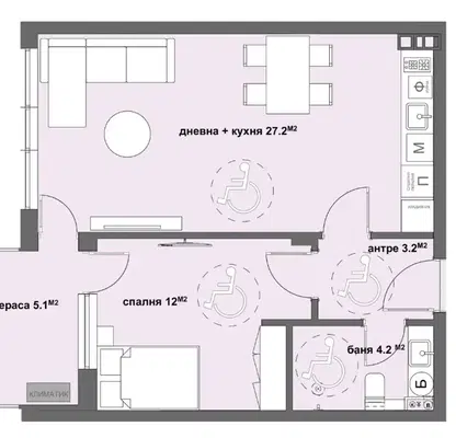 Снимка 2 — Двустаен апартамент в Стара Загора, Ремиза