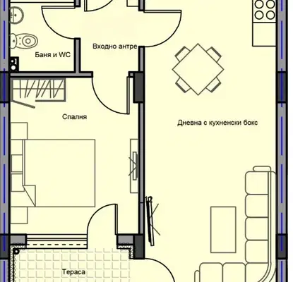 Снимка 2 — Двустаен апартамент в Стара Загора, Ремиза