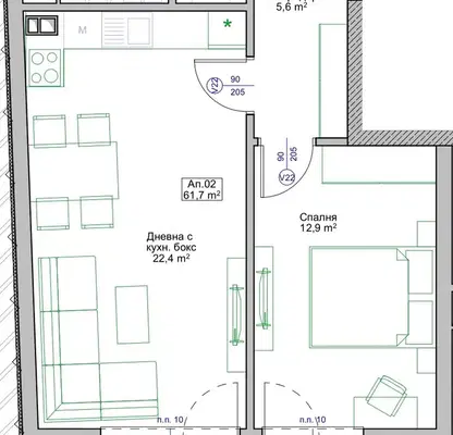 Photo 3 — 2-bedroom apartment in Burgas, Sarafovo