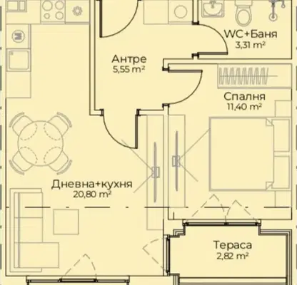 Снимка 3 — Двустаен апартамент в София, Симеоново