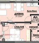 Двустаен апартамент в Бургас, Славейков