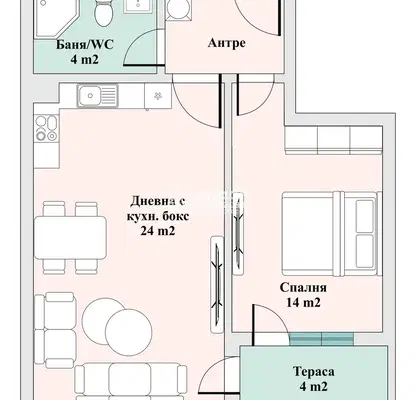 Снимка 4 — Двустаен апартамент в Пловдив, Тракия