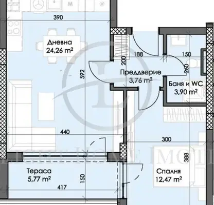 Снимка 3 — Двустаен апартамент в Пловдив, Тракия