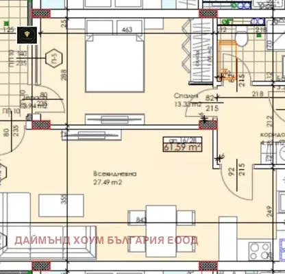 Снимка 2 — Двустаен апартамент в Пловдив, Тракия