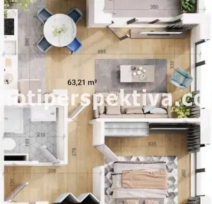 Снимка 3 — Двустаен апартамент в Пловдив, Тракия