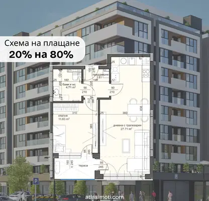Снимка 2 — Двустаен апартамент в Пловдив, Тракия