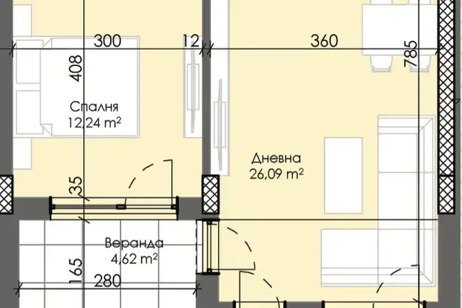 Двустаен апартамент в Пловдив, Тракия