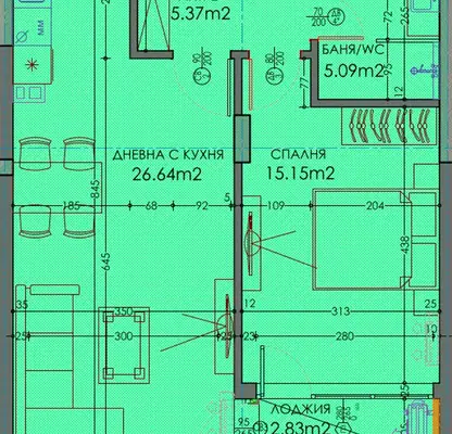 Снимка 2 — Двустаен апартамент в Пловдив, Тракия