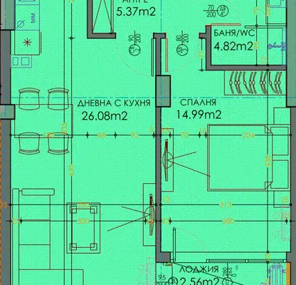 Снимка 2 — Двустаен апартамент в Пловдив, Тракия