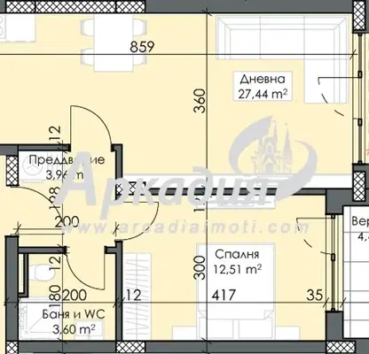 Photo 2 — Two-room apartment with terrace in a new complex in Trakia, Plovdiv