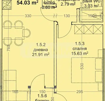Снимка 3 — Двустаен апартамент във Варна, Трошево