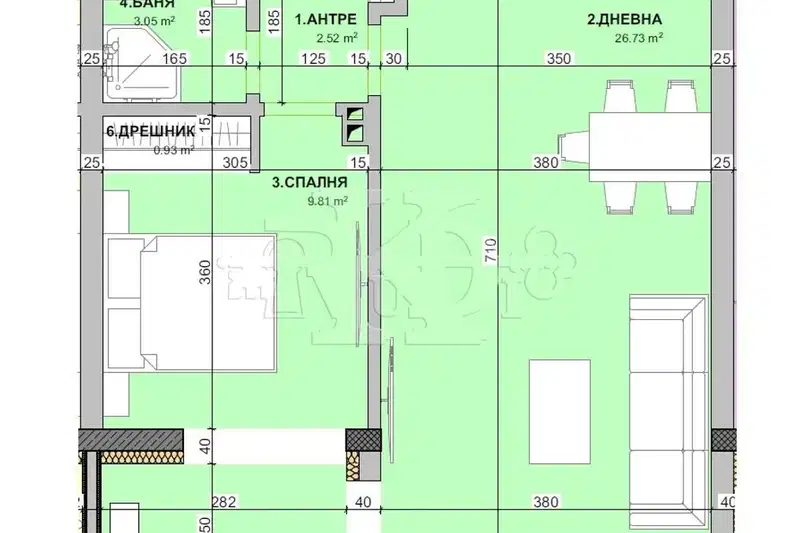 Двустайно жилище с тераса в кв. Виница, Варна