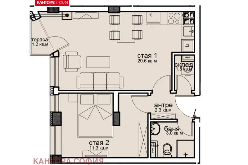 2-bedroom apartment in Sofiya, Vitosha