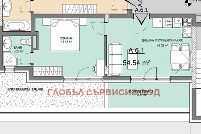2-bedroom apartment in Sofiya, Vitosha