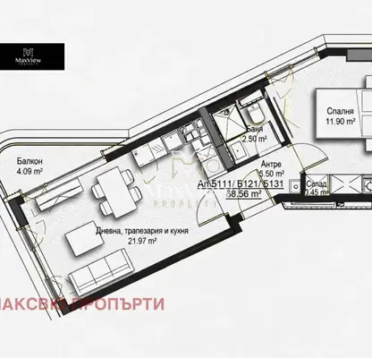 Снимка 2 — Двустаен апартамент в София, Витоша