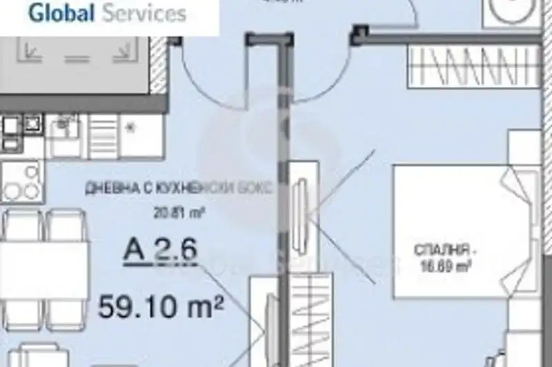 Двустаен апартамент в София, Витоша с тераса
