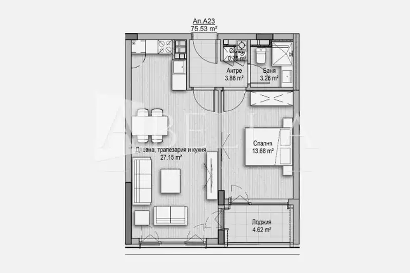 2-bedroom apartment in Sofiya, Vitosha