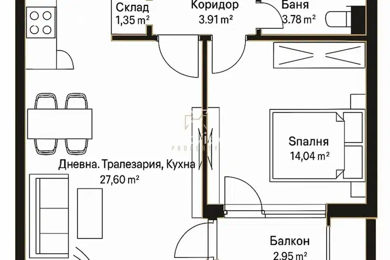 2-bedroom apartment in Sofiya, Vitosha