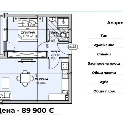 Photo 4 — 2-bedroom apartment in Varna, Vladislav Varnenchik 1