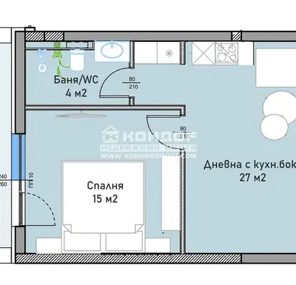 Снимка 3 — Двустаен апартамент в Пловдив, Въстанически