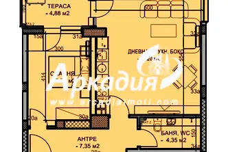 Двустаен апартамент с тераса в нова сграда в Кючук Париж, Пловдив