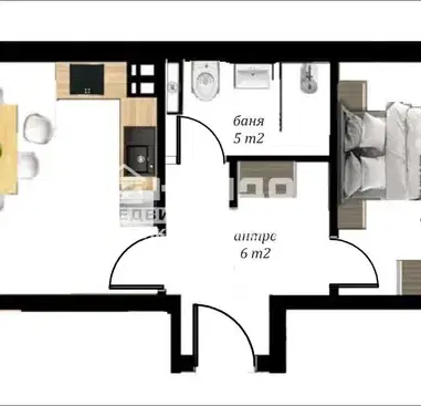 Photo 2 — 2-bedroom apartment in Plovdiv, Vystanicheski
