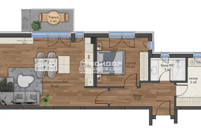 2-bedroom apartment in Plovdiv, Kyuchuk Parij