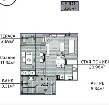 Снимка 5 — Едностаен апартамент с площ 40 кв.м. във Възраждане 2, Варна