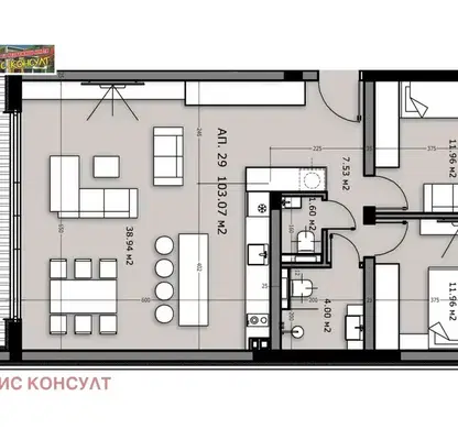 Снимка 3 — Двустаен апартамент в Монтана, в.з. Запад