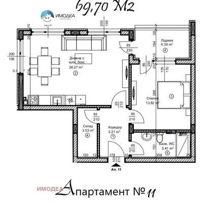 Снимка 2 — Двустаен апартамент във Велико Търново, Зона Б