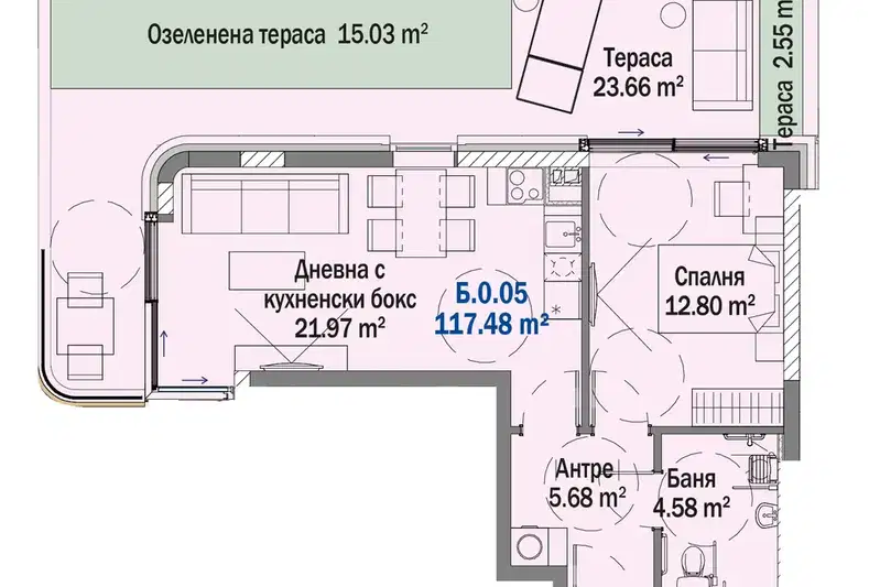 Двустаен апартамент в Бургас, Китен