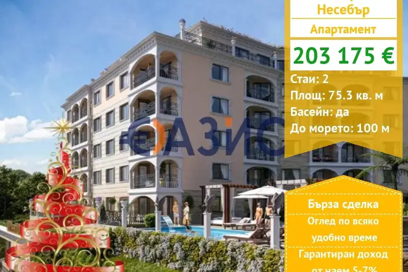 2-bedroom apartment in Oblast Burgas, Nesebyr