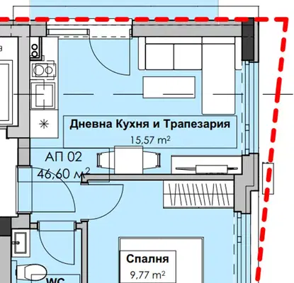 Снимка 5 — Двустаен апартамент в Созопол с паркомясто и тераса