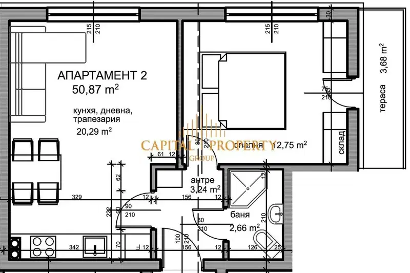 2-bedroom apartment in Oblast Dobrich, Kranevo