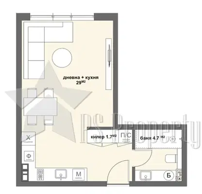 Photo 2 — 1-bedroom apartment in Stara Zagora, Centyr
