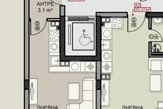Едностаен апартамент в Дървеница с южно изложение